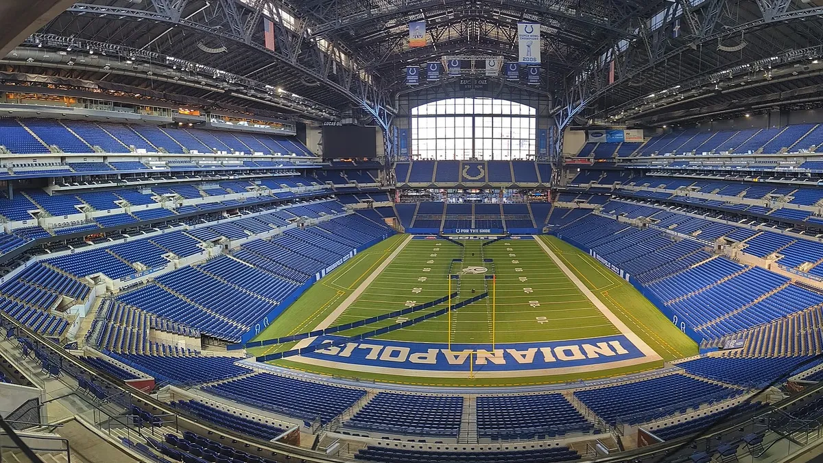 Inside Lucas Oil Stadium, home of the Indianapolis Colts, seen from a suite at the south end