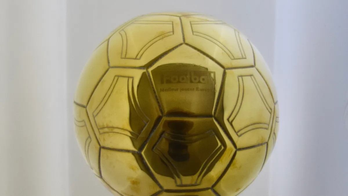 Cristiano Ronaldo's 2008 Ballon d'Or trophy on display at the Real Madrid museum